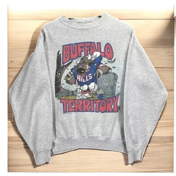 Buffalo Bills Territory Football Retro Ash Color Sweatshirt Unisex - Picture 1 of 3